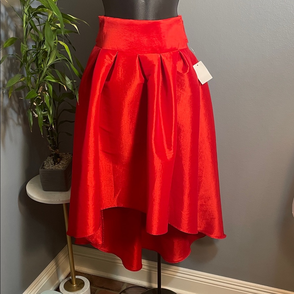 Chic Asymmetric Waterfall Red Skirt!